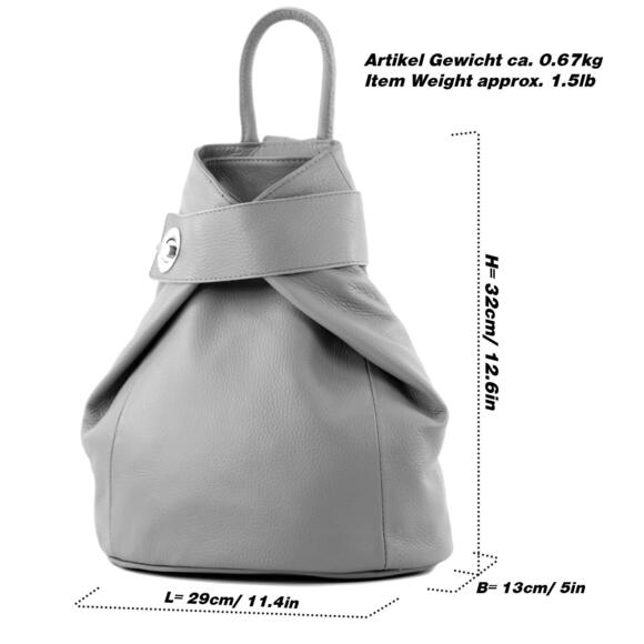 6255 T179 - ital: backpack bag made of leather Mouse grey